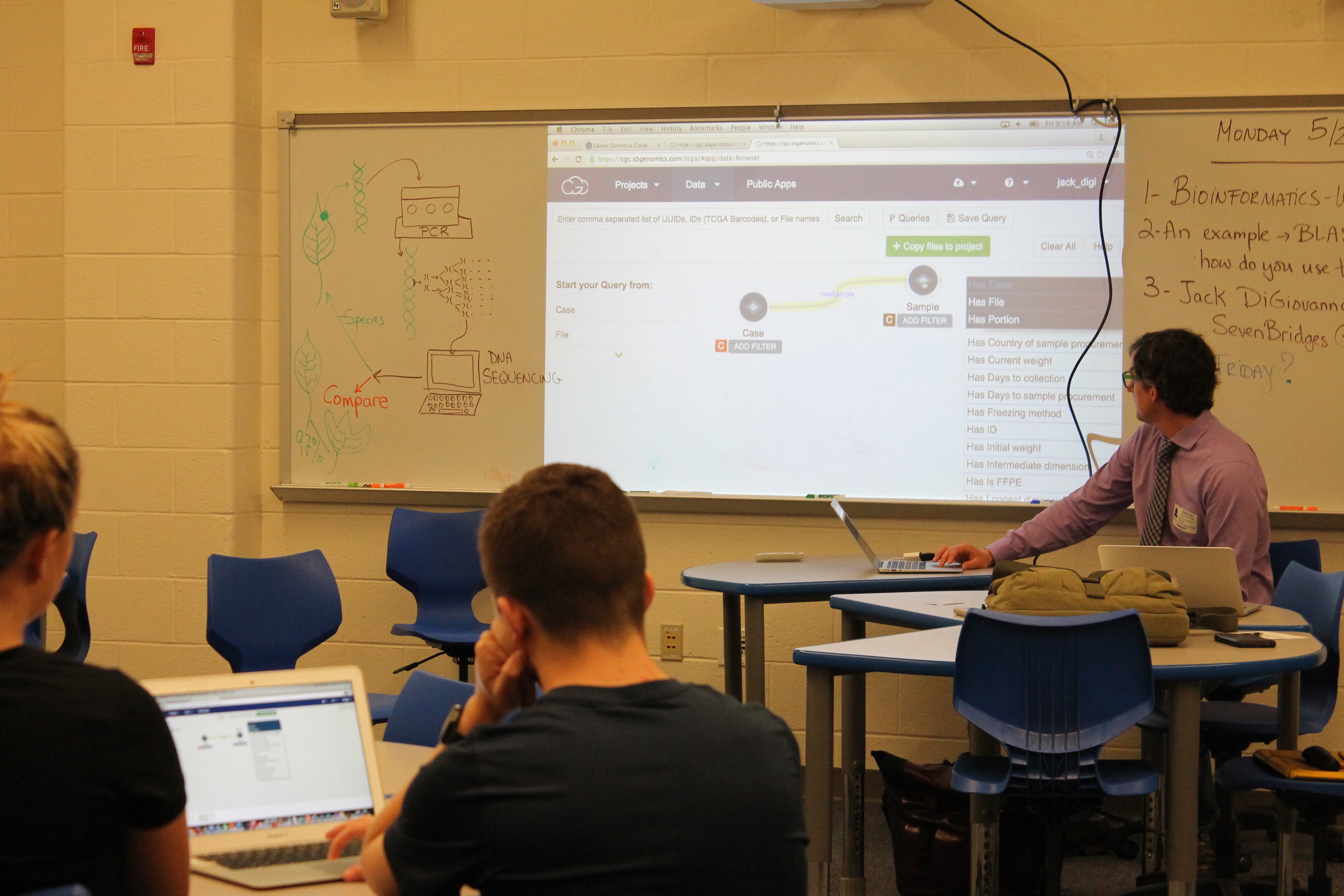 Jack hard at work lecturing the high school cancer genomics class