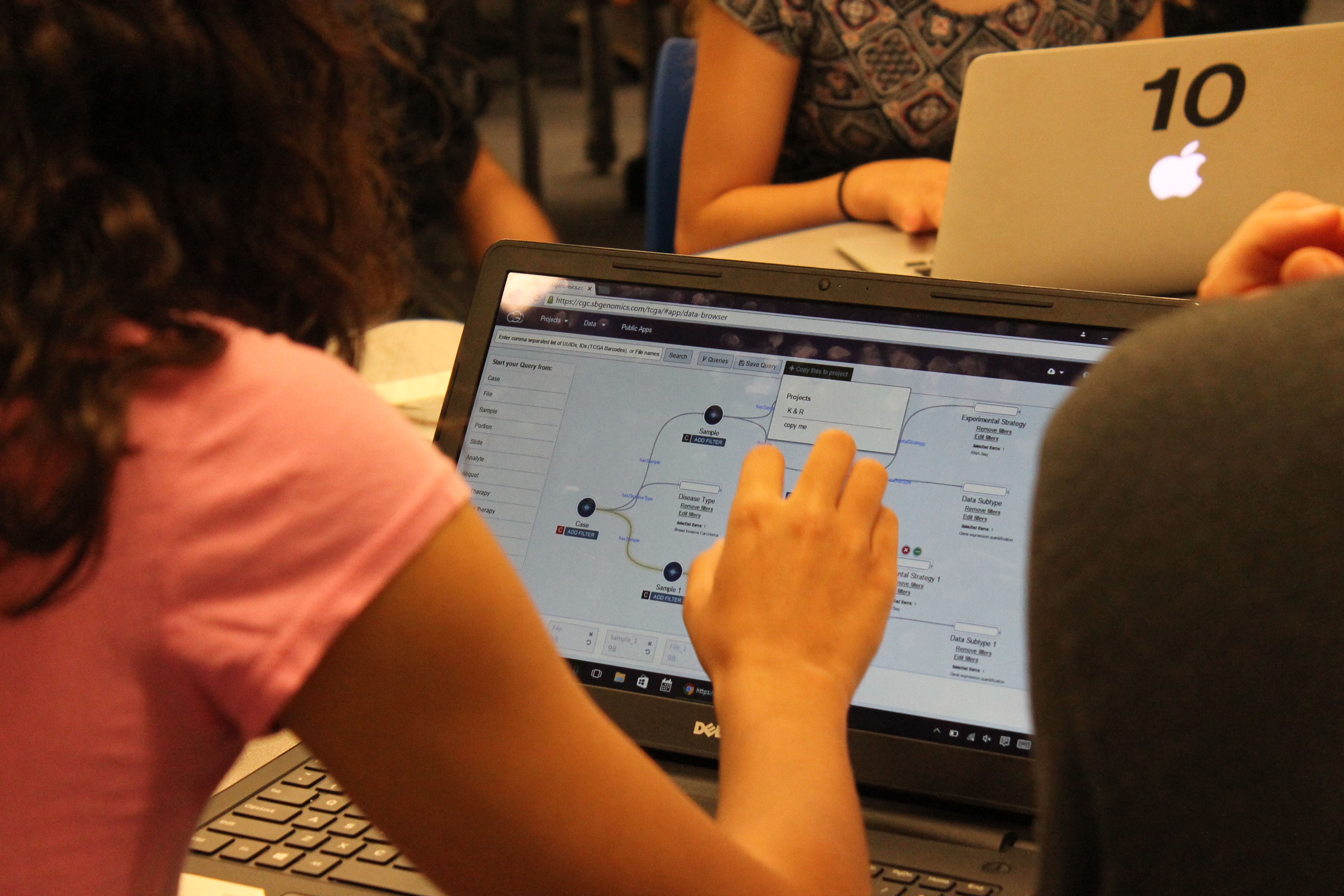 A student builds a query on the Cancer Genomics Cloud